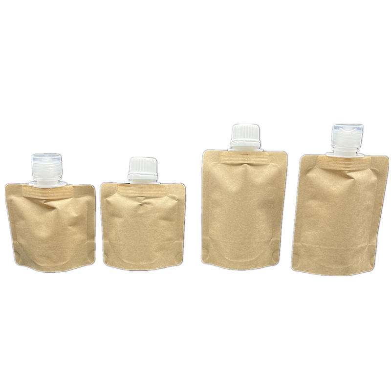 Custom Printed Biodegradable Stand Up Recyclable Liquid Laundry Cosmetic Shampoo Refill Kraft Paper Spout Pouch Packaging Bags