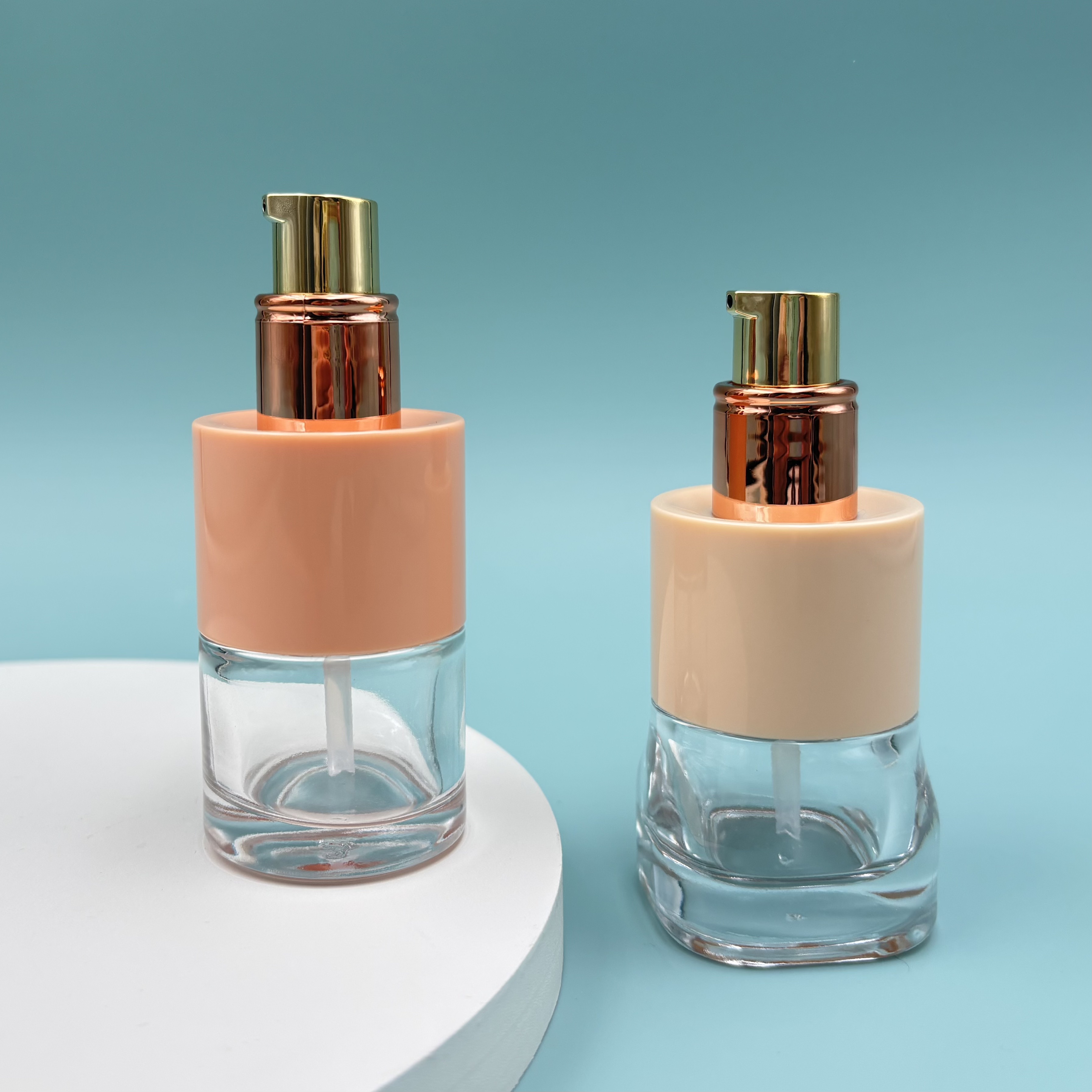 30ML Clear Glass Cosmetic Pump Bottle Lotion Luxury Skincare Packaging