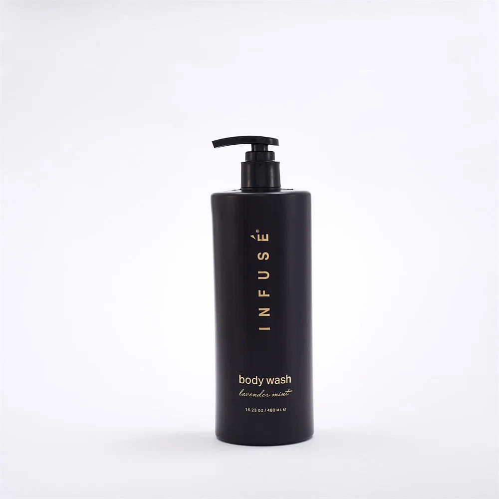 Minimalist Black Foil Wall-Mounted Hotel Bathroom Packaging for Large Bottle Shampoo Shower Gel Hair Conditioner Hand Soap
