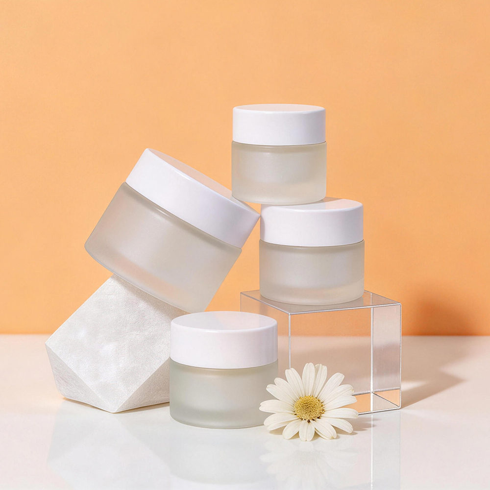 5g 10g 20g 30g 50g Empty Frosted Skincare Face Cream Jars Glass Luxury Cosmetics Jar With Lids