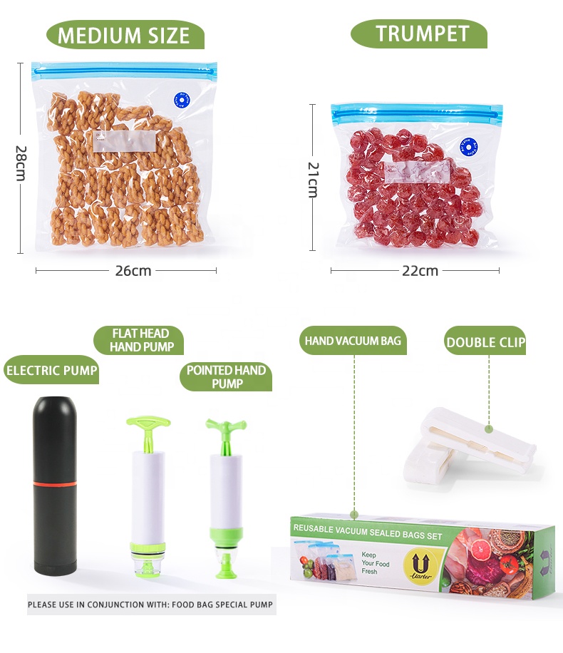 Eco-friendly small bags ideal reusable packaging,resealable vacuum-sealed freezer bags,zippered frozen food bag for food storage