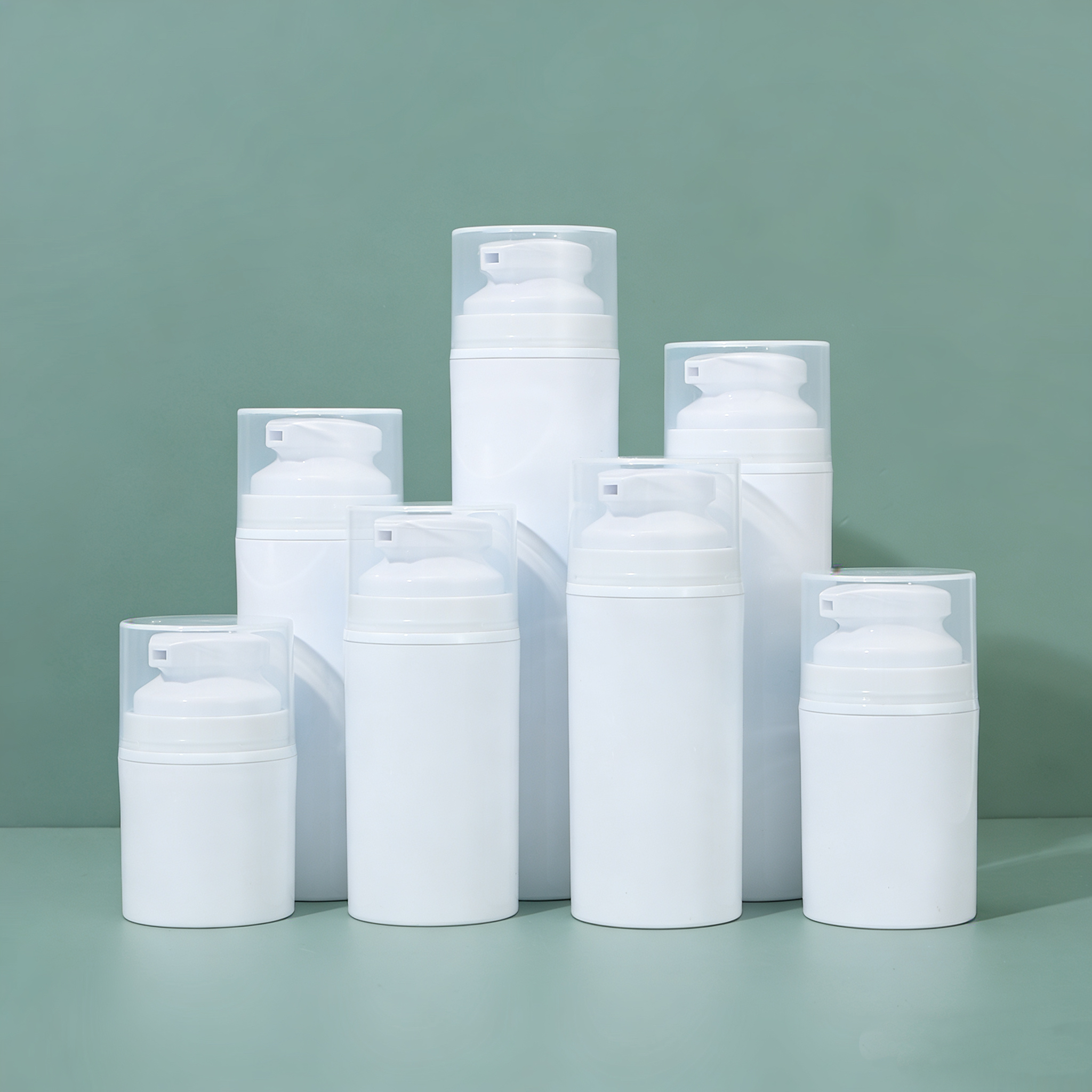 High Quality Eco-friendly Plastic Airless Pump Bottles Sizes Skin Care Cosmetics Lotion Cream Container Skincare Packaging