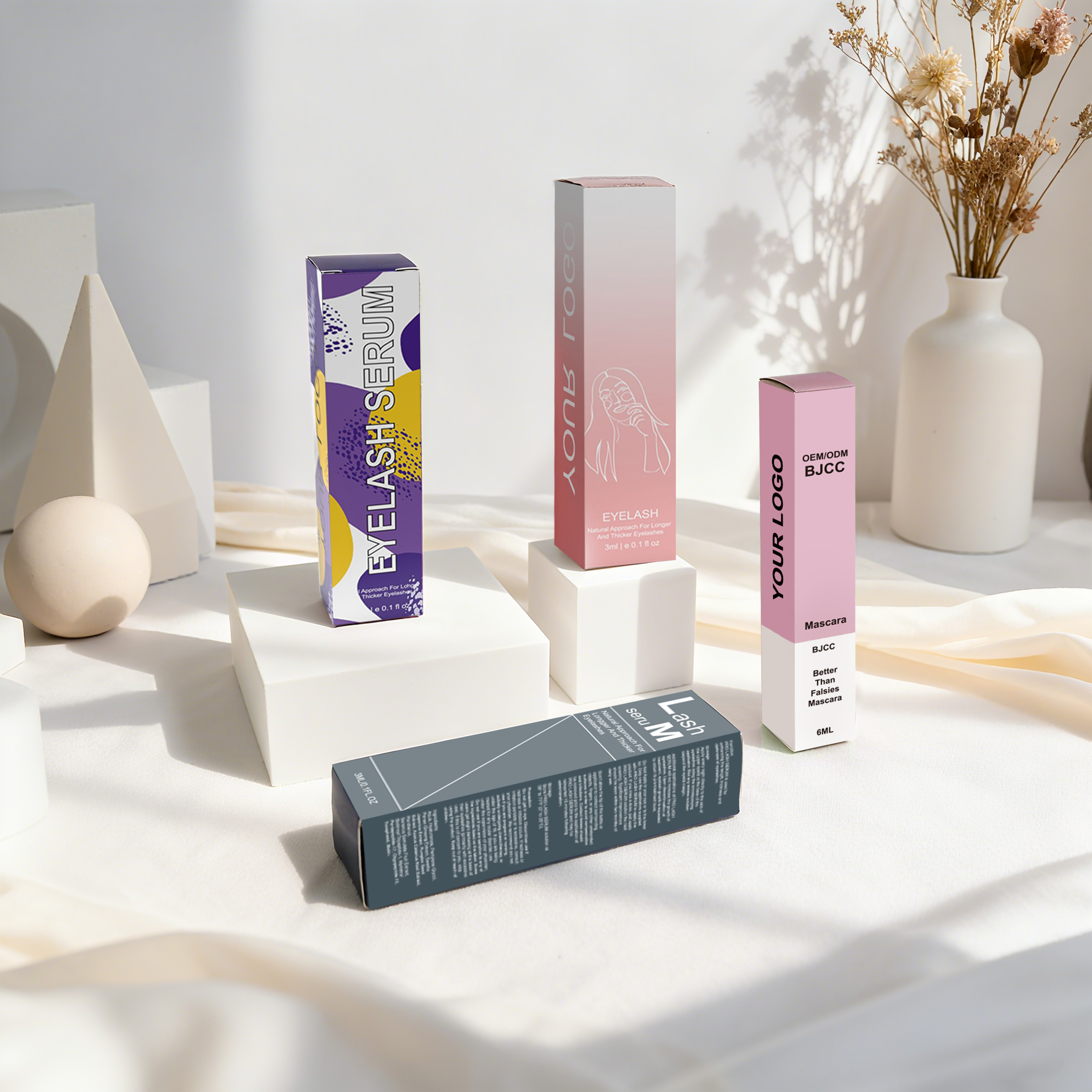 Makeup Foldable Art Paper Box Cosmetics Private Label Factory Package Full Color Gradient Lash Serum Carton Folding Box Printing
