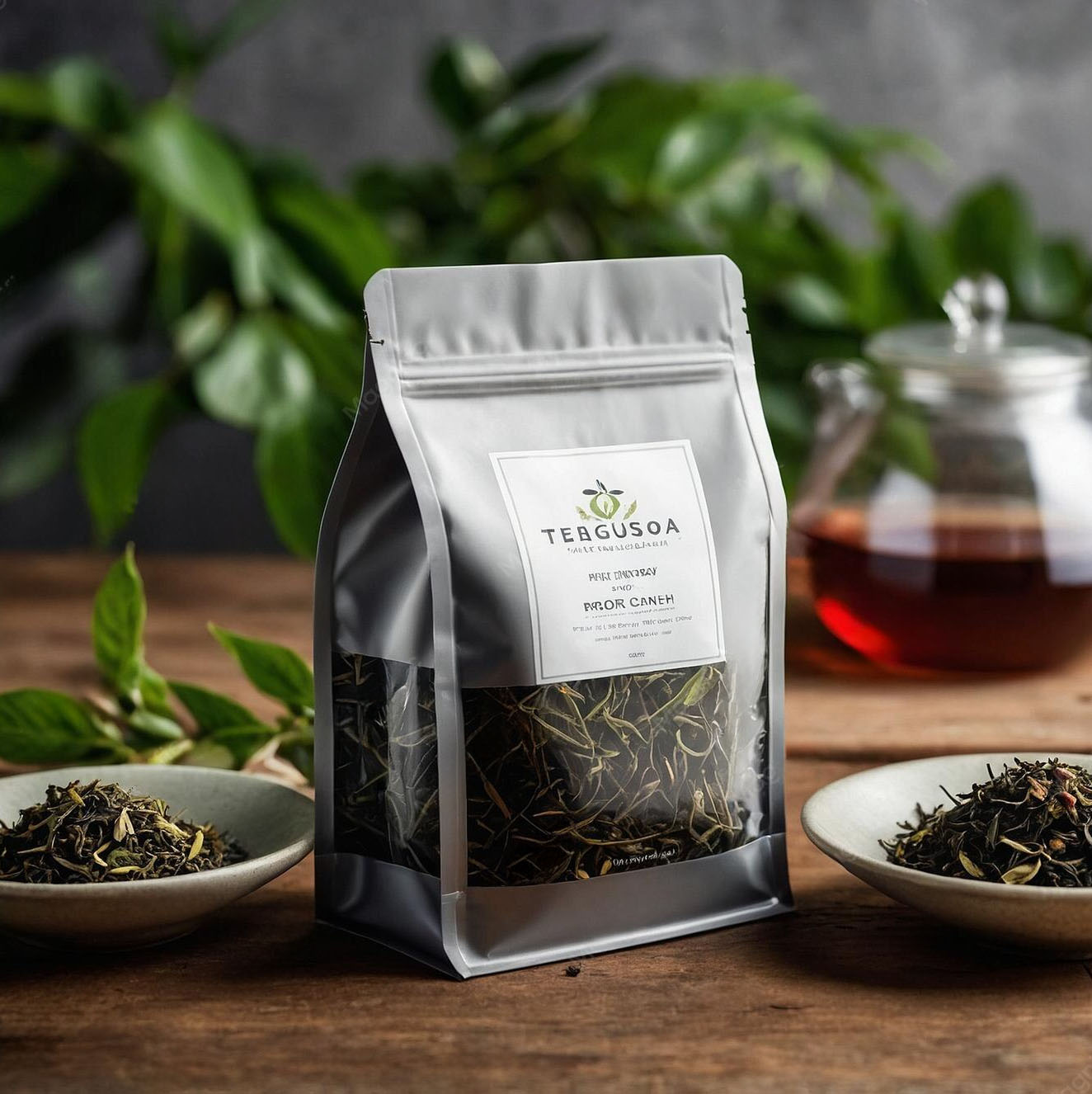 Custom Printed logo Matcha Powder Tea Bags 30g 50g 100g Resealable Aluminum Foil Stand up Pouch Plastic Food Packaging Bags