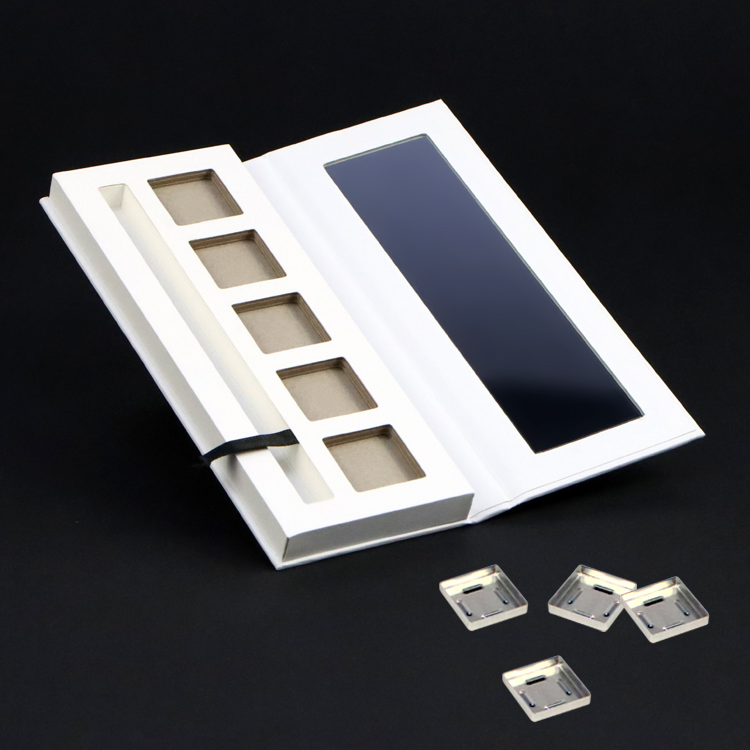 Firstsail Cheap Price Custom 5 Hole Magnetic Pans Empty Makeup Eyeshadow Palette White Cosmetic Paper Packaging Eye Shadow Case Pallet