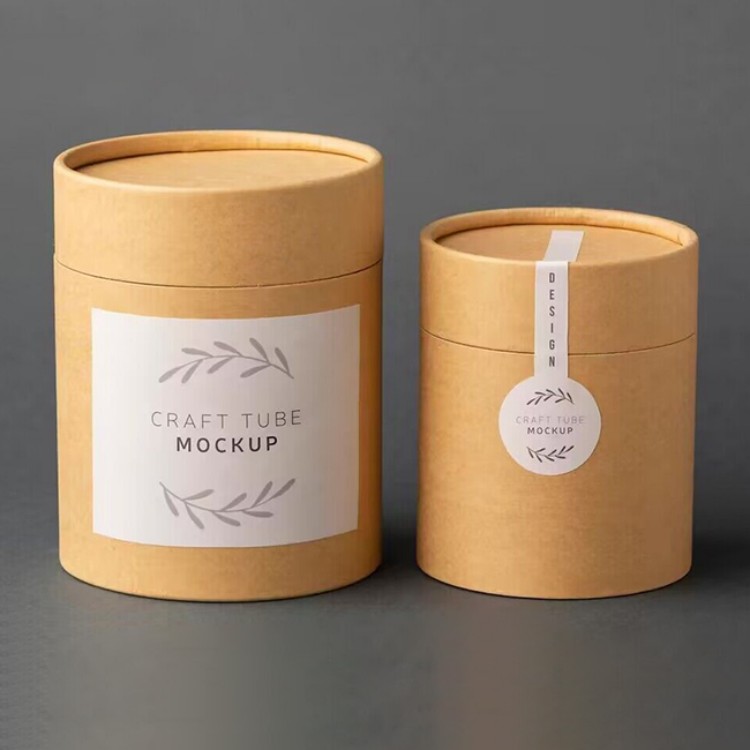 Zero Plastic Brown Paper Tube Packaging Custom Cardboard Cylinder Box Packaging for Candle/Bottle/Cosmetic