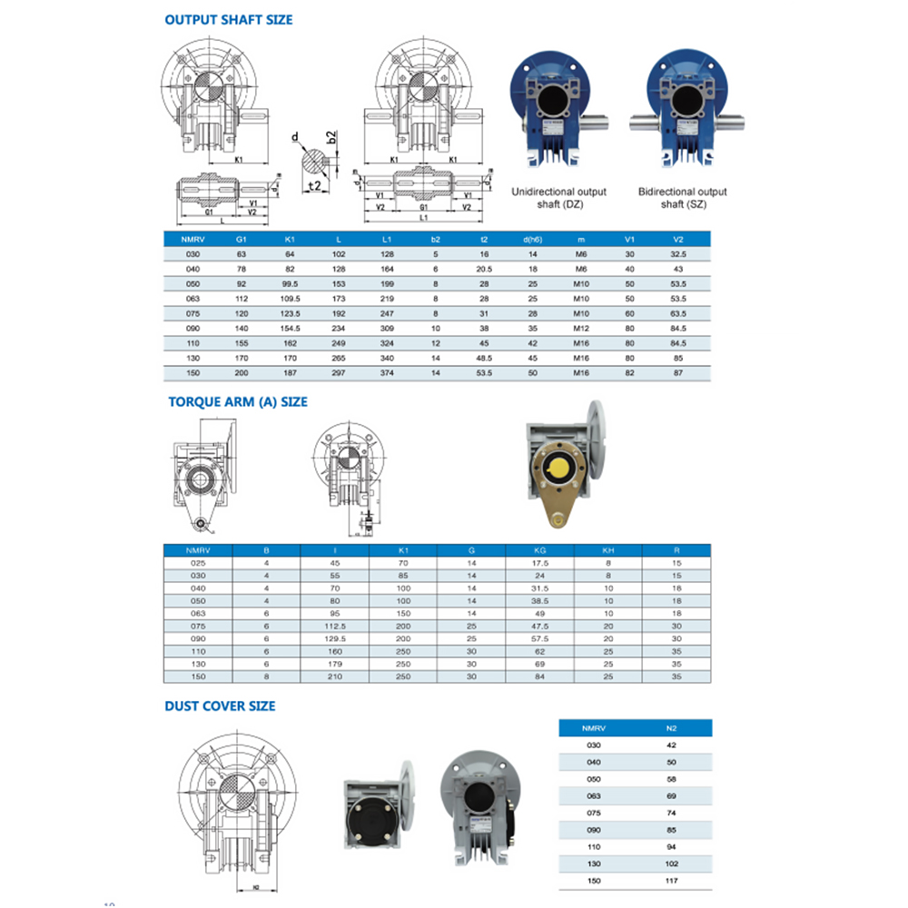 TQG Worm Gear Reducer NMRV Series Cast Iron Housing Ratio 7.5-100 Hollow Shaft 0.5 HP for Conveyor Mixer Packing Machine