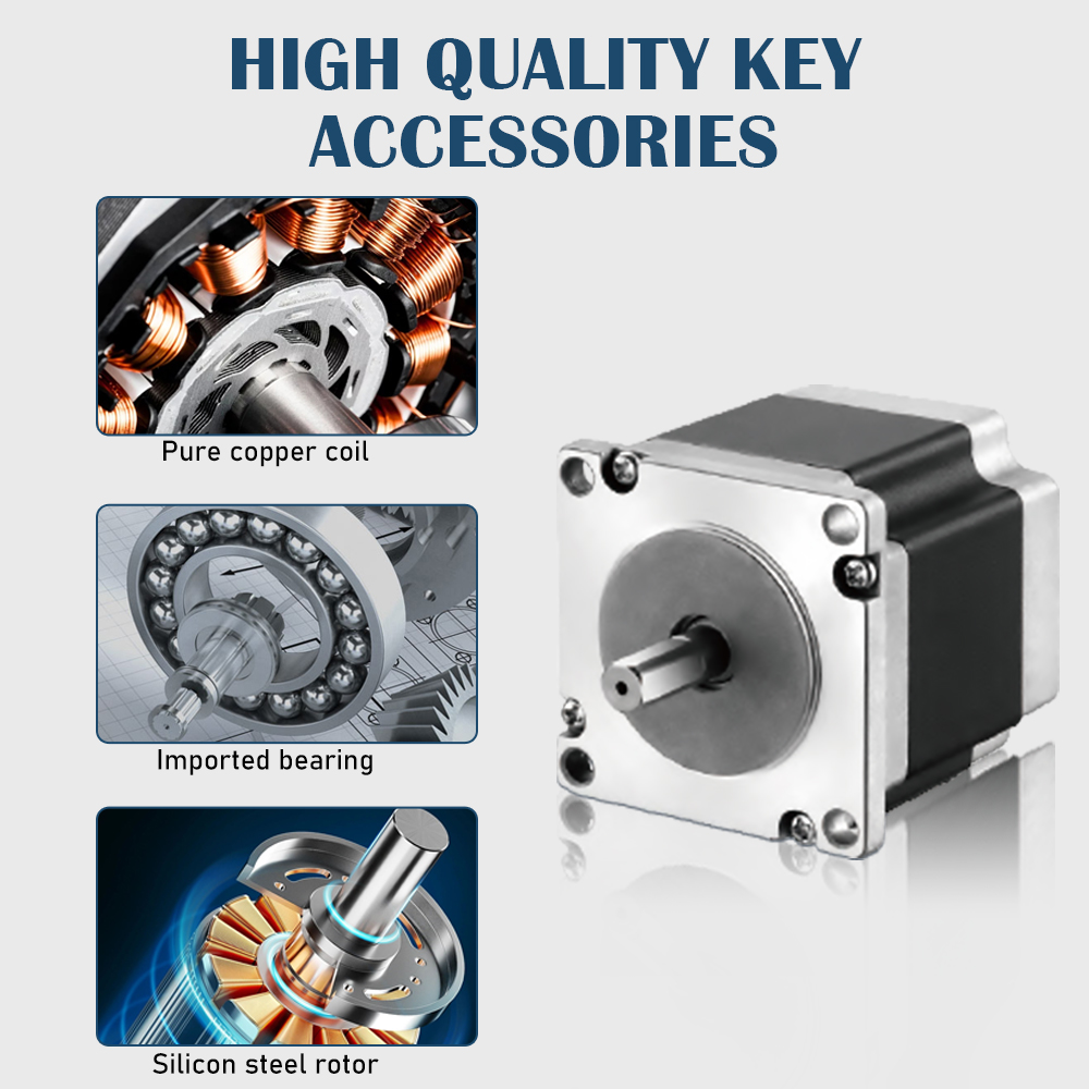 TQG Hybrid NEMA 23 High-Speed Open-Loop Stepper Motor 1000PPR CNC Servo 48V DC 5.0 Nm Torque DM860H Drive Model 3A Rated Current