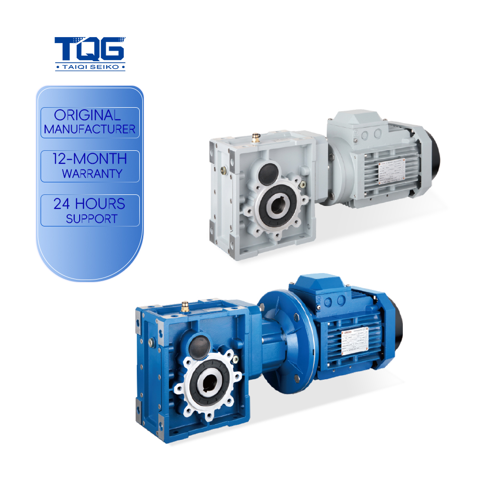 Industrial Hypoid Worm Gearbox Speed Reducer Hollow Shaft 20CrMnTiH Gear 10:1 Ratio TQG Brand ISO9001/CE Certified 0.5 HP High