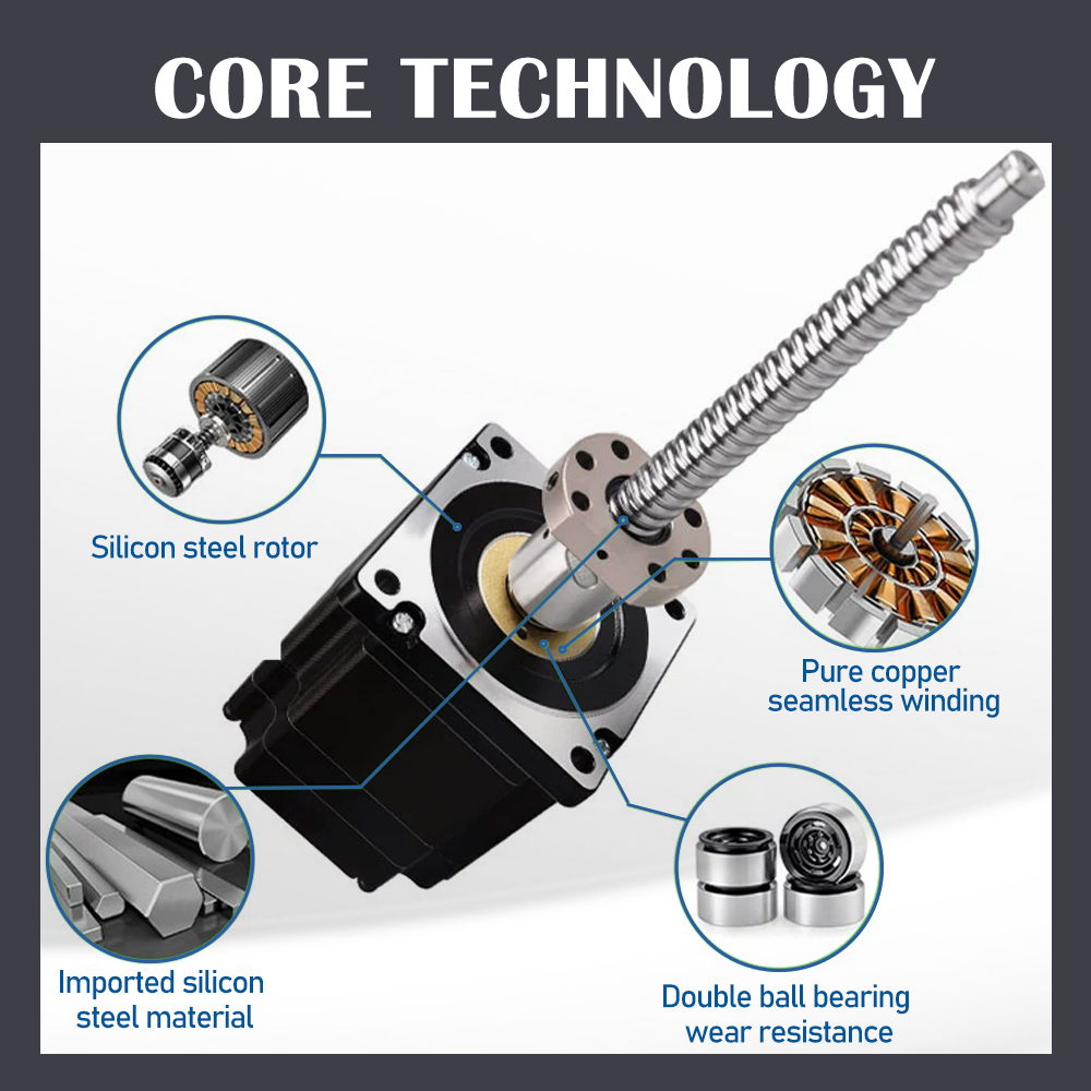 Industrial NEMA 34 Hybrid Stepper Motor Lead Screw Linear Actuator 500mm 6.0A 48V DC High Thrust TQG Brand 5.0Nm Torque