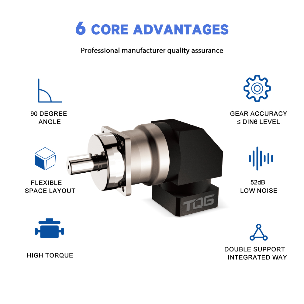TQG 90 Degree Right Angle EVS Series Nema 34 Planetary Gearbox Reducer with Bevel Gears Speed Reducers in Red Color