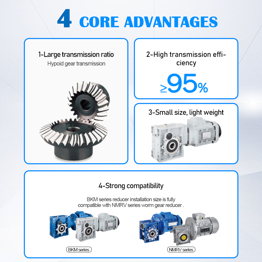 High Efficiency TQG Hypoid Worm Gearbox Steel/Cast Iron 10:1 Ratio 0.5 HP 30% More Torque Hollow Shaft CE Certified Foot/Flange