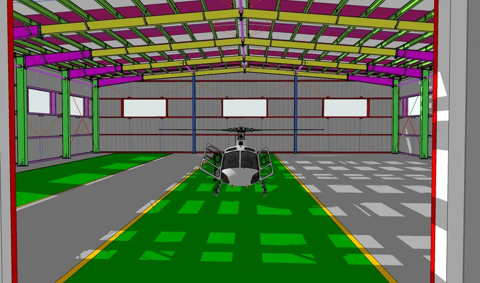 Interior del hangar prefabricado