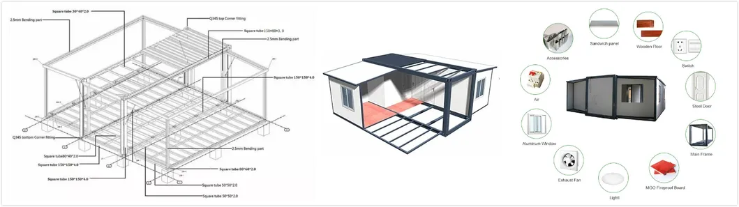 Casa Modular Expandable de Fábrica de China 20FT 30FT 40FT para Alquiler a Largo Plazo Espacio de Vida Permanente en Venta