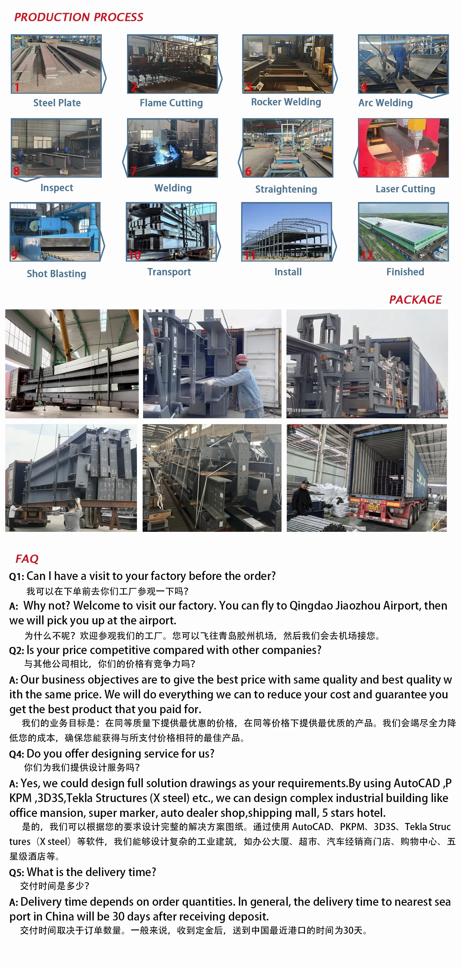 Detalles de construcción de estructura de acero