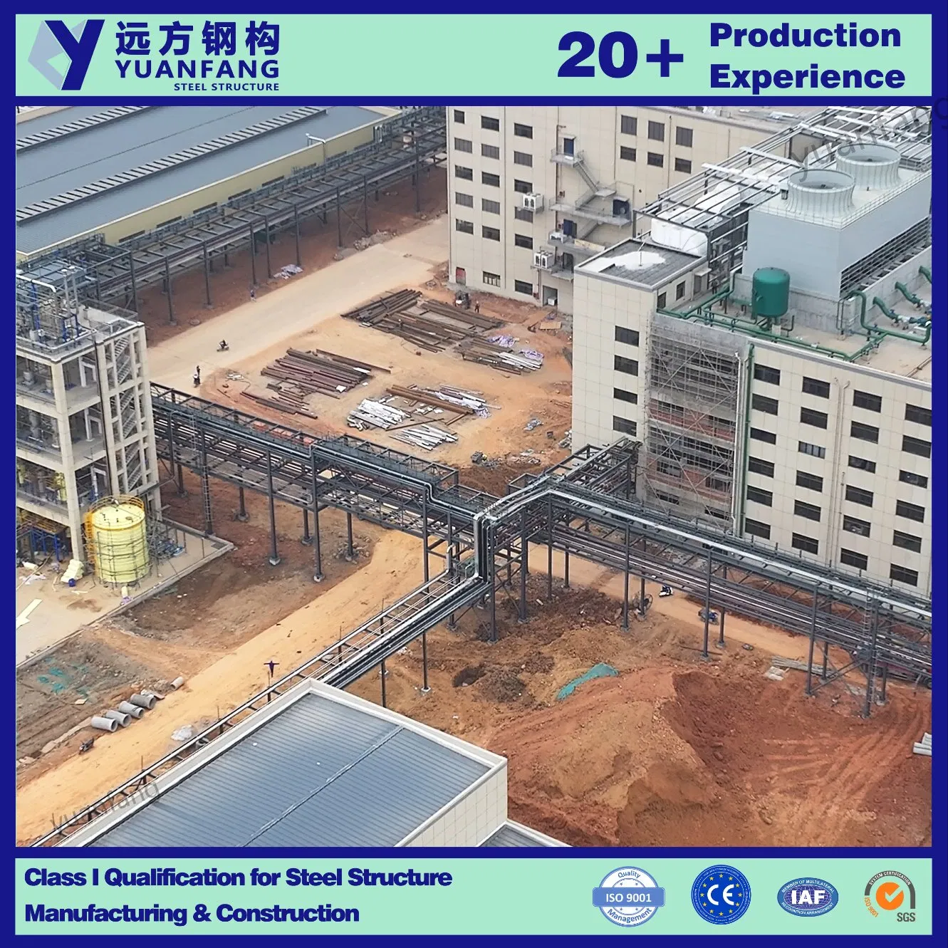 Estructura modular y prefabricada de acero para plataforma industrial exterior de soporte para fábrica