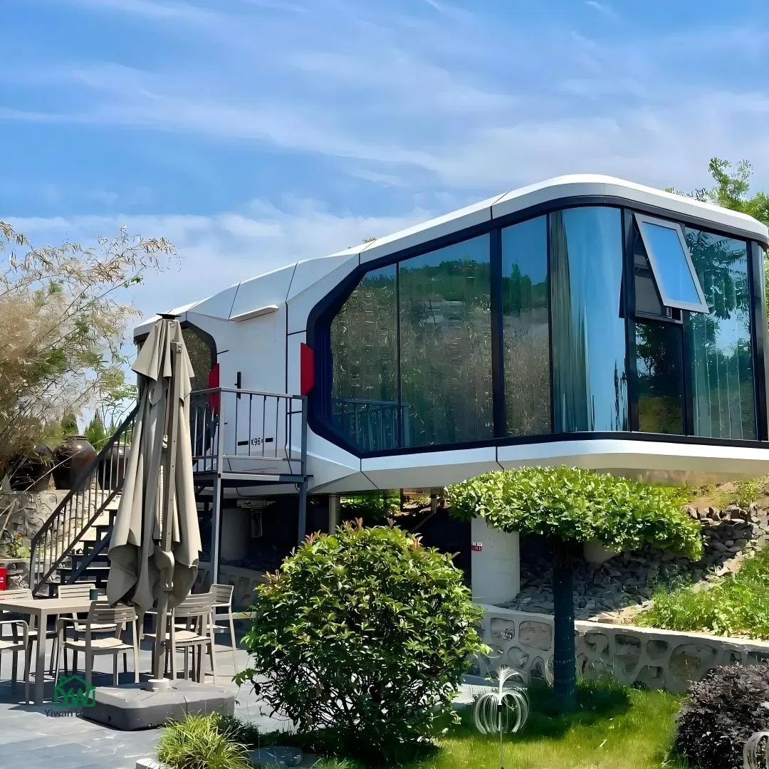 Alojamiento turístico interior exterior personalizado, eficiente en energía, completamente equipado, control inteligente, casa cápsula modular móvil