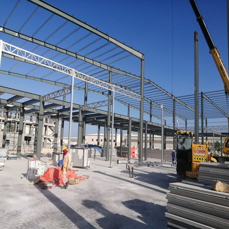 Construcción modular de vidrio templado de gran espacio, edificio industrial comercial híbrido de alta altura, oficina prefabricada de estructura metálica de acero