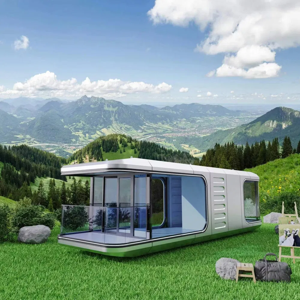 Excelente casa cápsula modular prefabricada con iluminación natural para resorts