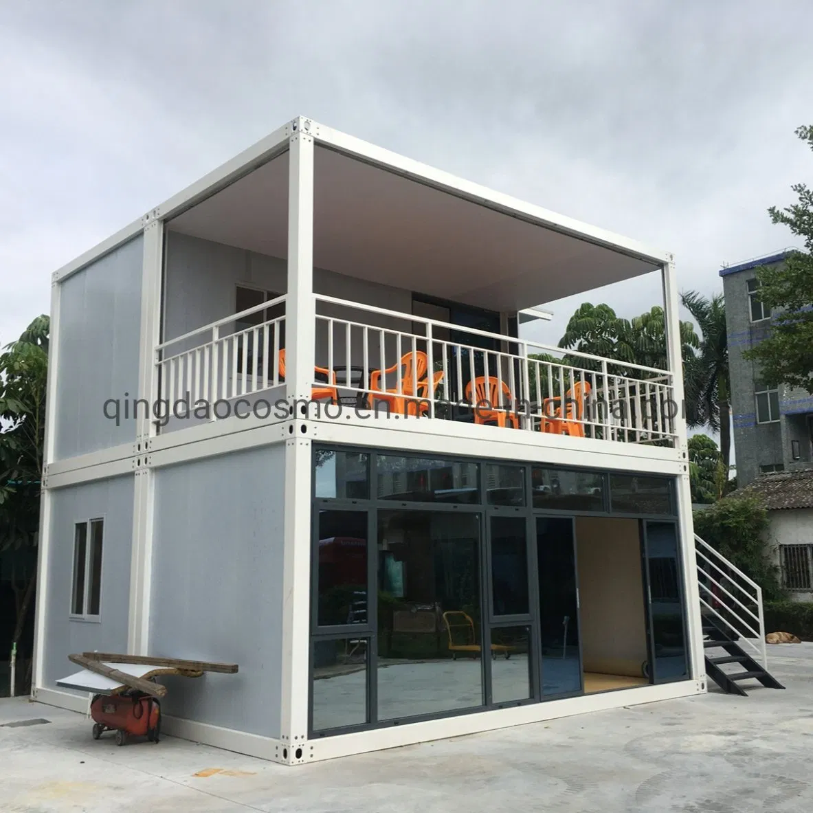 Edificio modular prefabricado de contenedor de acero y madera portátil y plegable de lujo