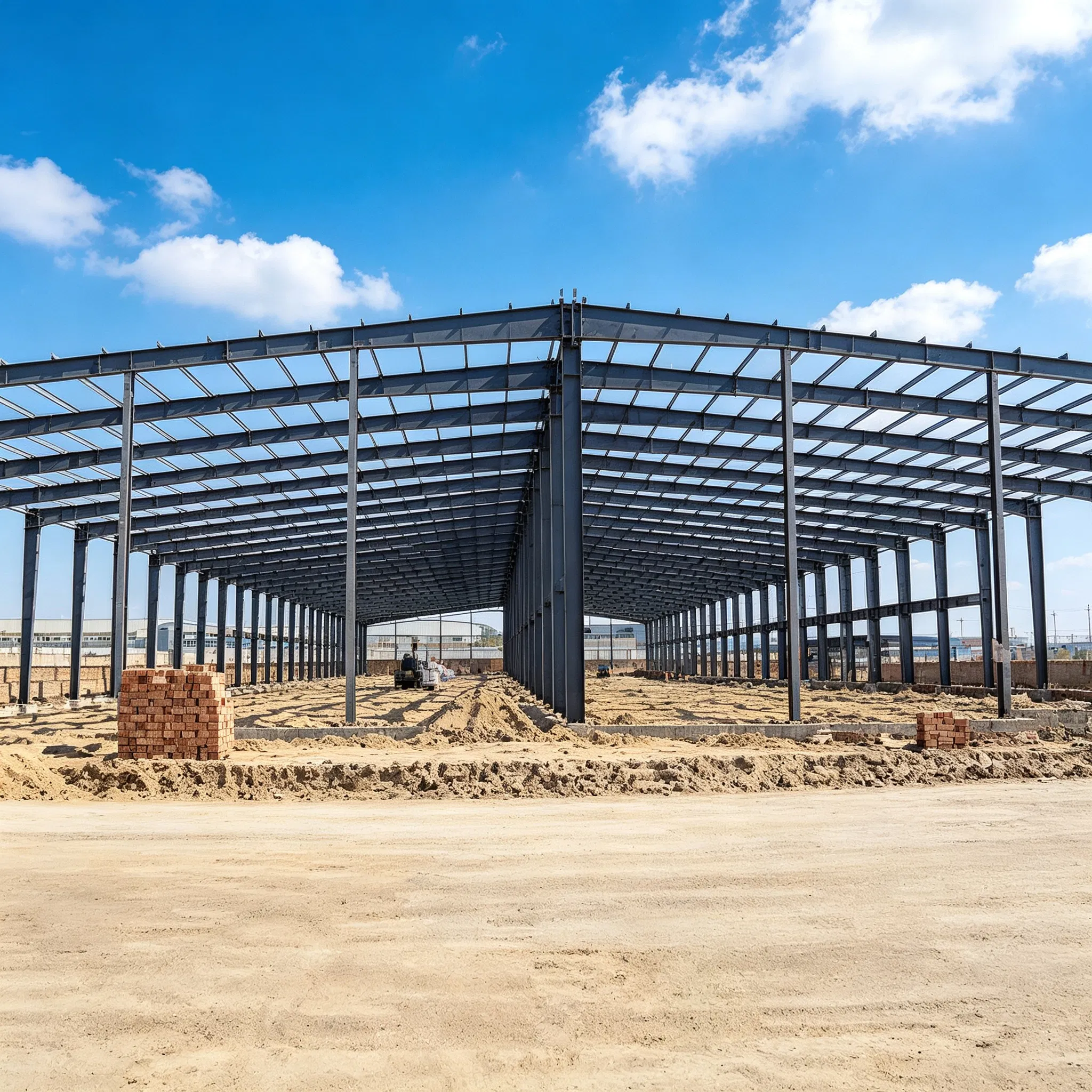 Estructura de acero industrial moderna con construcción modular flexible y soluciones de materiales que ahorran energía