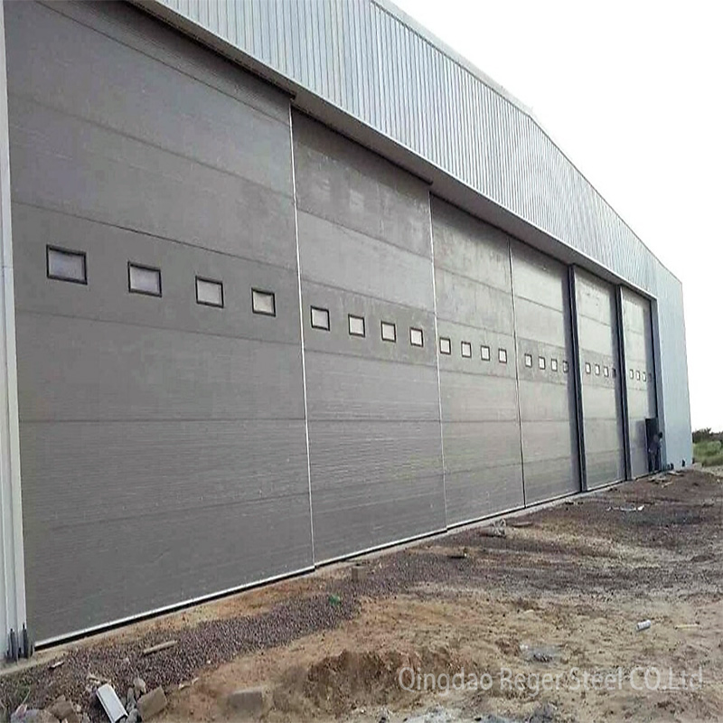 Construcción modular de vidrio templado de gran espacio, edificio industrial comercial híbrido, casa oficina prefabricada de estructura metálica de acero