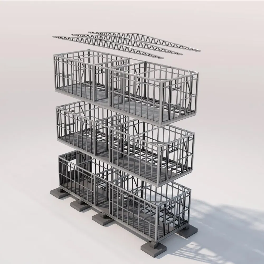 Estructura de acero moderna y estable, material de construcción modular comercial