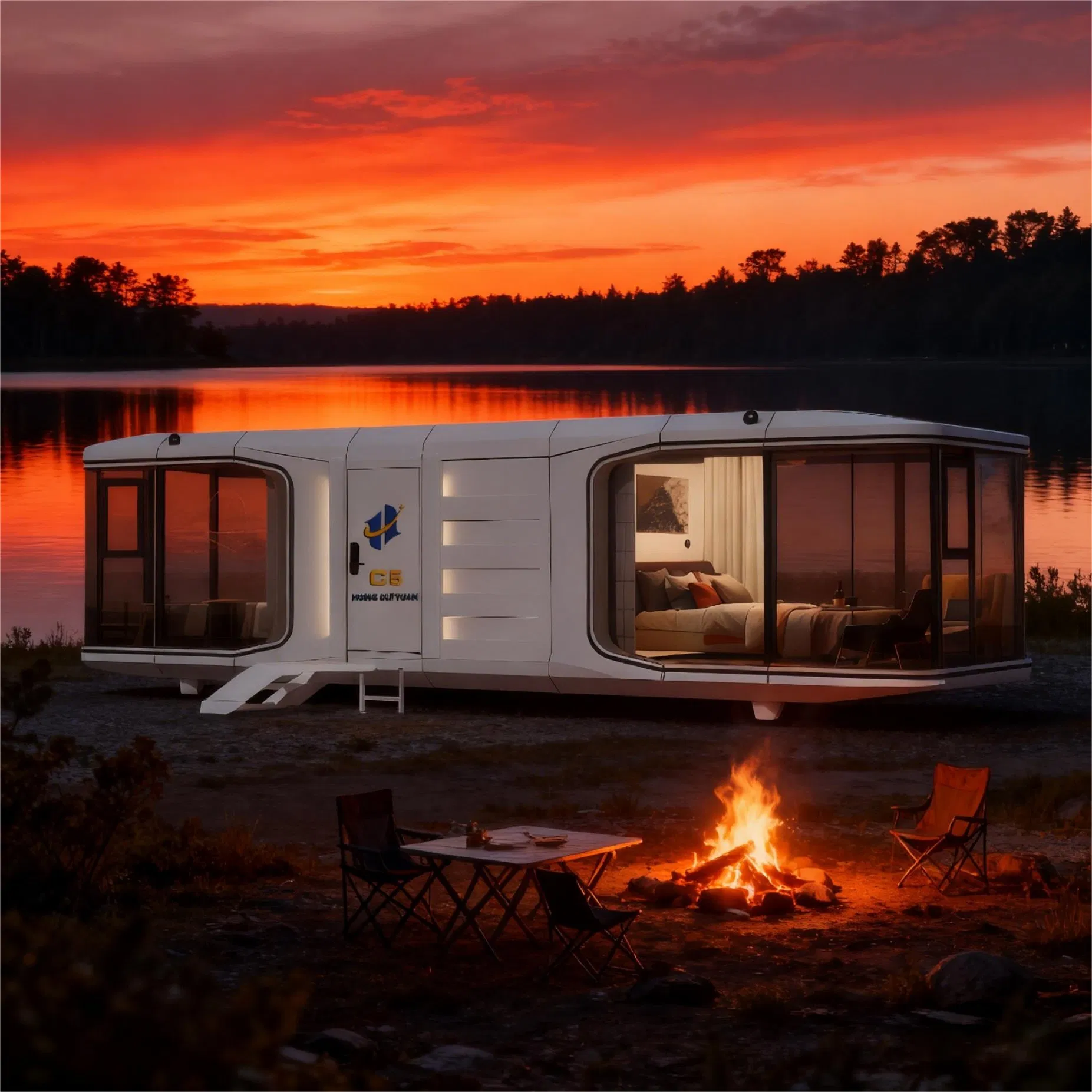 Casa Cápsula Modular Moderna Eficiente en Energía Casa Cápsula Espacial Eficiente en Espacio