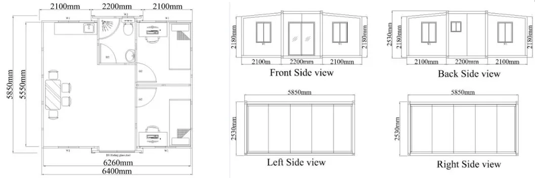 Casa modular portátil plegable expandible de contenedor prefabricado