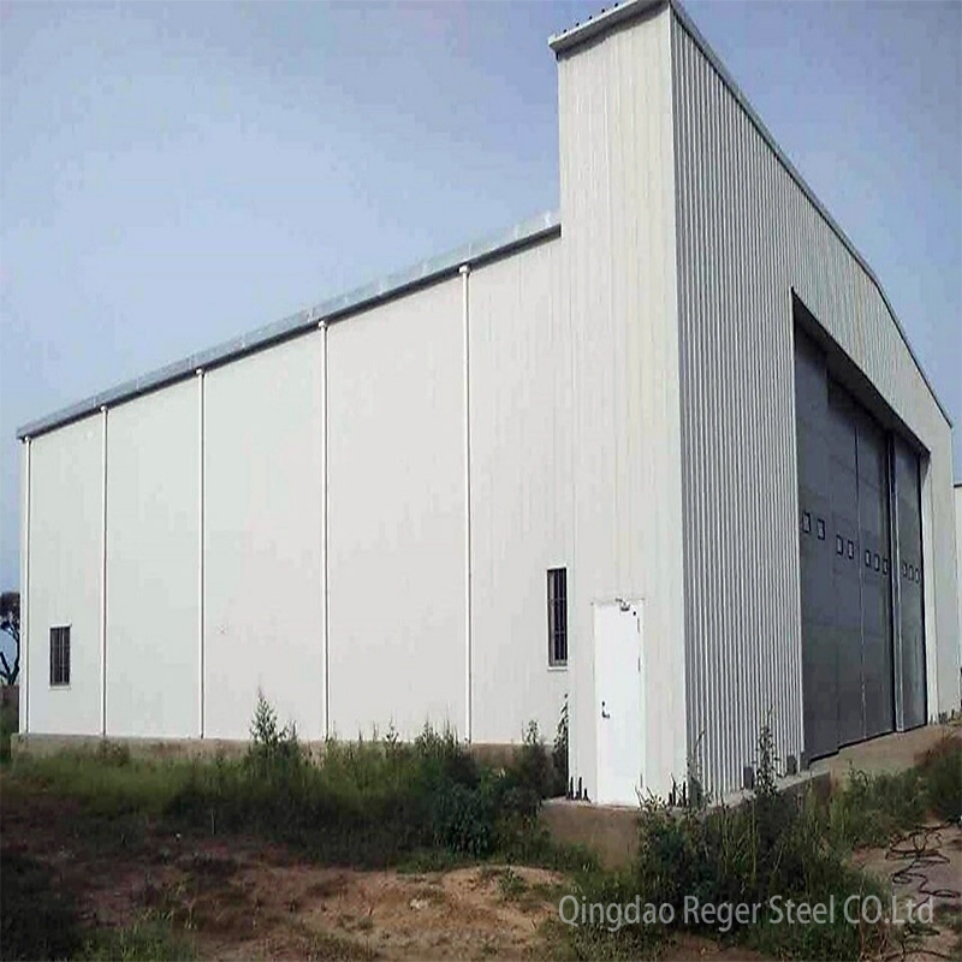 Construcción modular de vidrio templado de gran espacio, edificio industrial comercial híbrido, casa oficina prefabricada de estructura metálica de acero