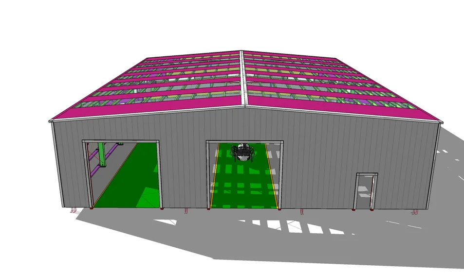 Montaje de estructura metálica de hangar
