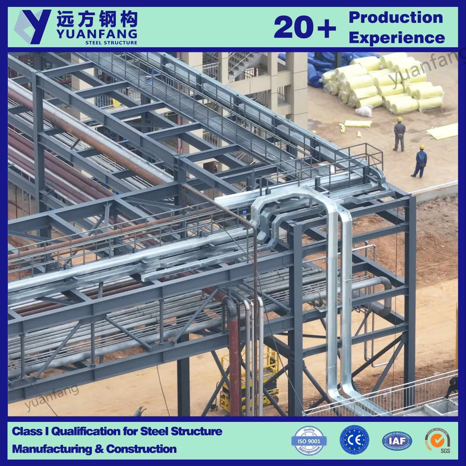 Estructura modular y prefabricada de acero para plataforma industrial exterior de soporte para fábrica