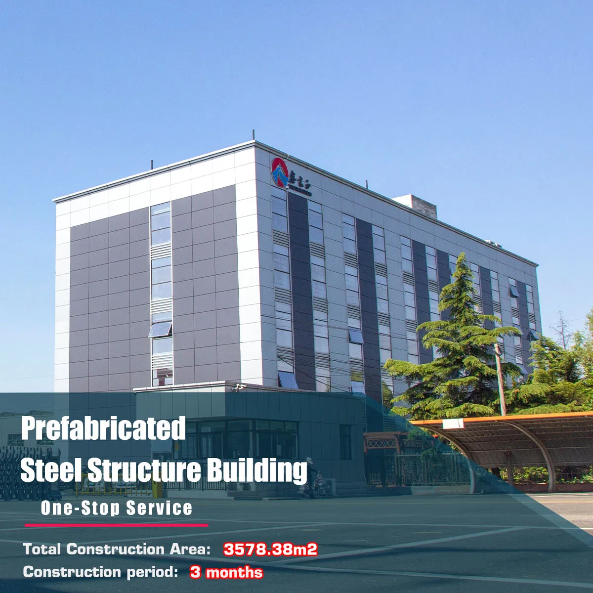 Construcción modular de vidrio templado de gran espacio, edificio industrial comercial híbrido de oficina prefabricada con estructura de metal y acero