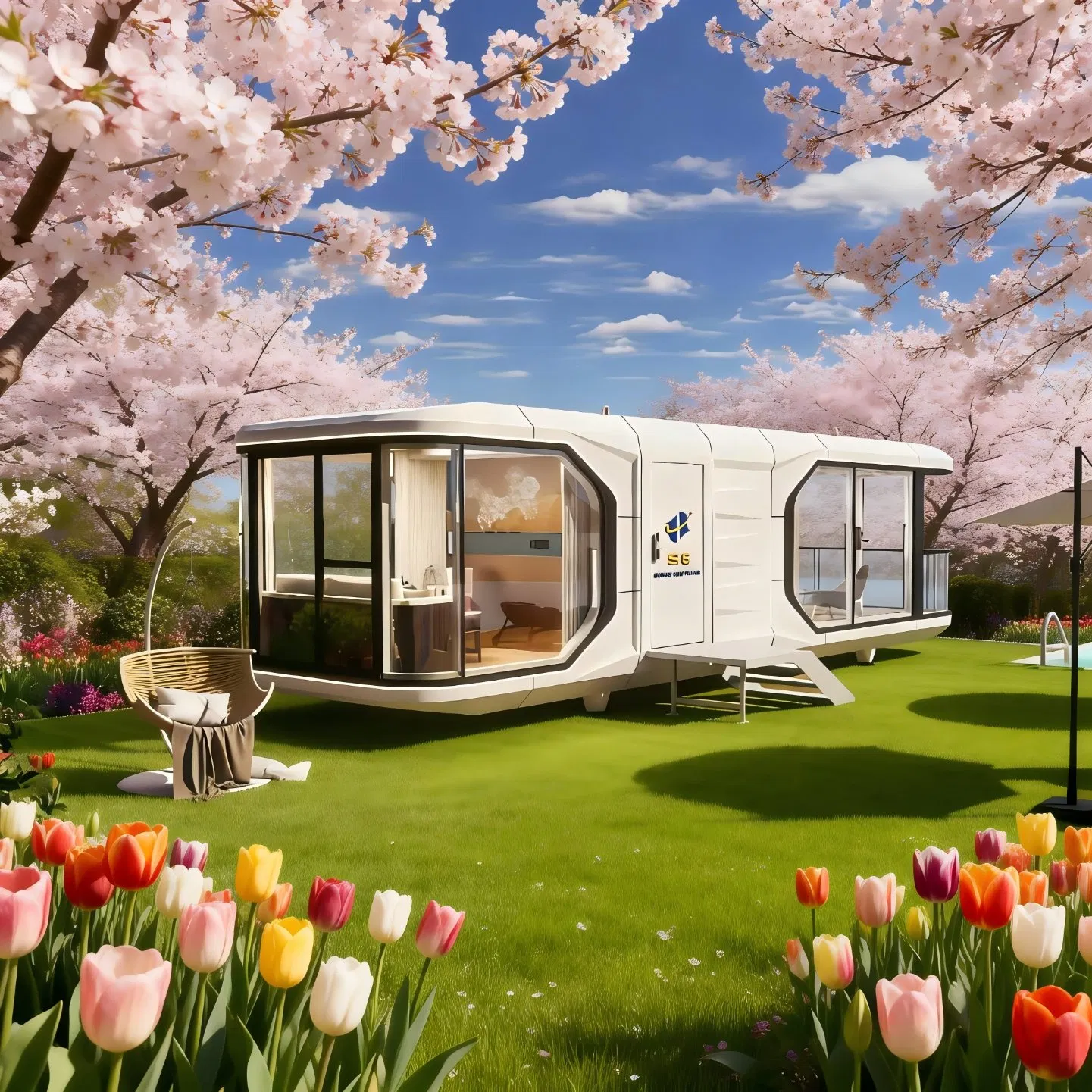 Casa Eco Cápsula de Lujo, Casa Prefabricada Modular Pequeña para una Vida Sostenible en Resort
