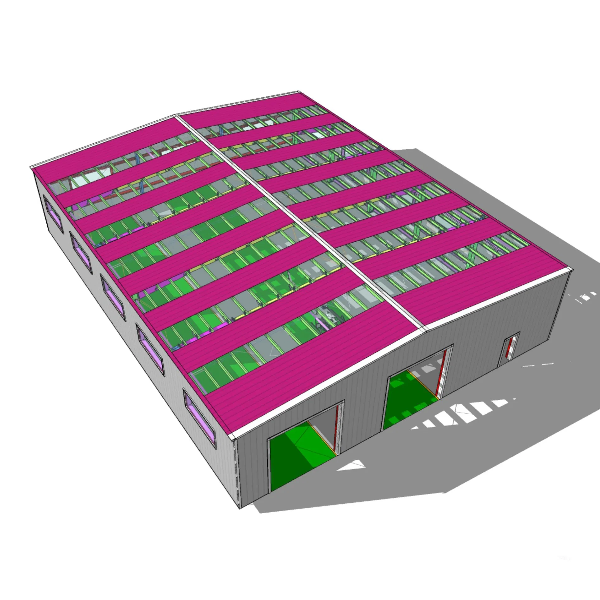 Estructura modular y prefabricada de acero de estructura ligera de metal para un hangar de aeronaves con luz natural para almacén