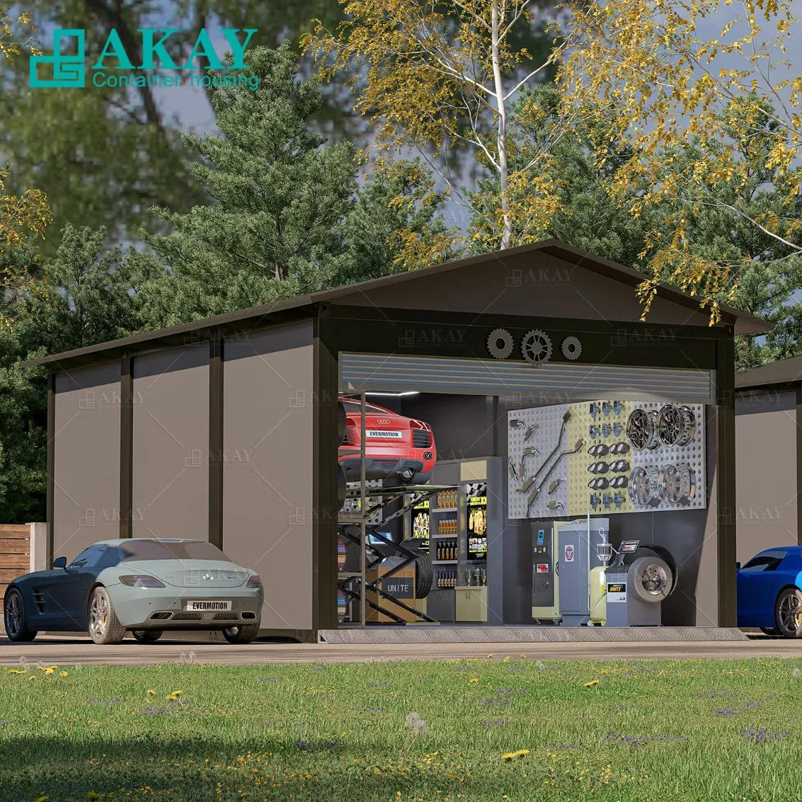 Construcción Rápida de Taller de Reparación de Autos Modular Prefabricado en Contenedor
