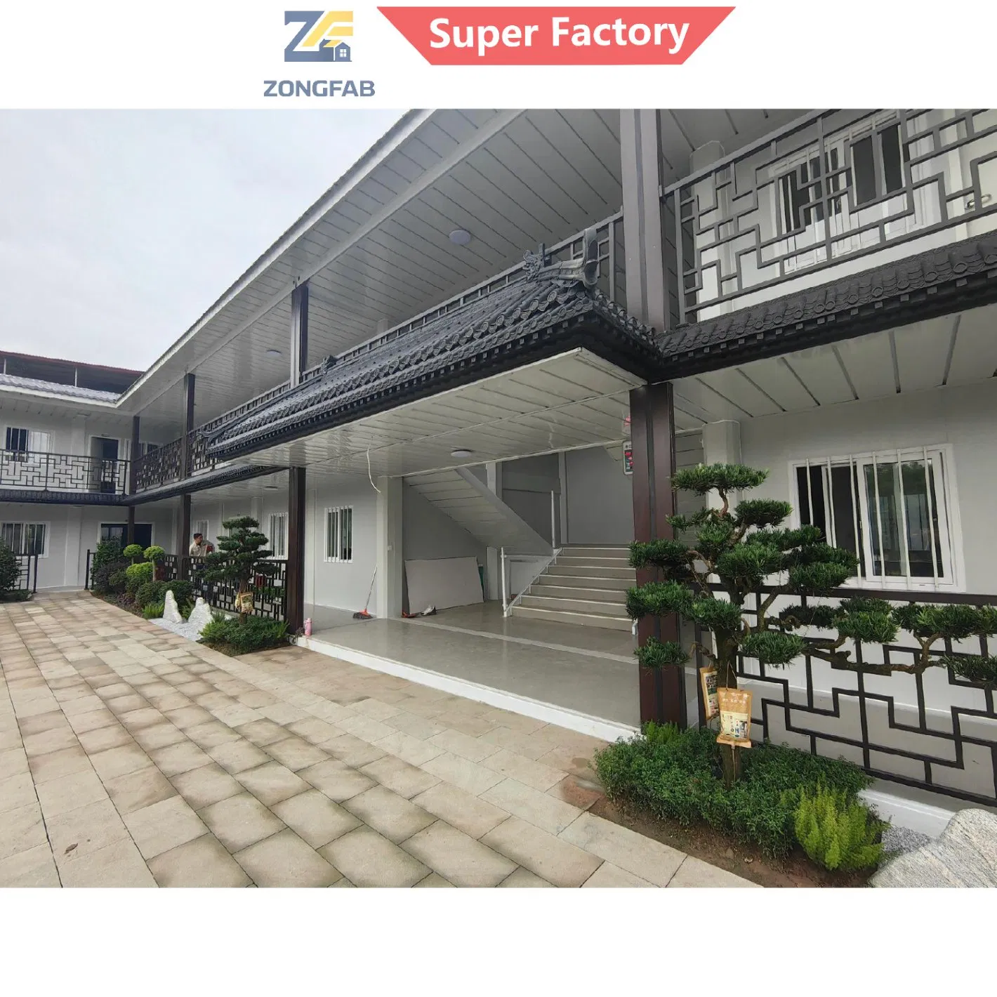 Alojamiento de oficina comercial permanente moderno, vivienda residencial, edificio modular prefabricado tipo contenedor, alquiler turístico de Airbnb