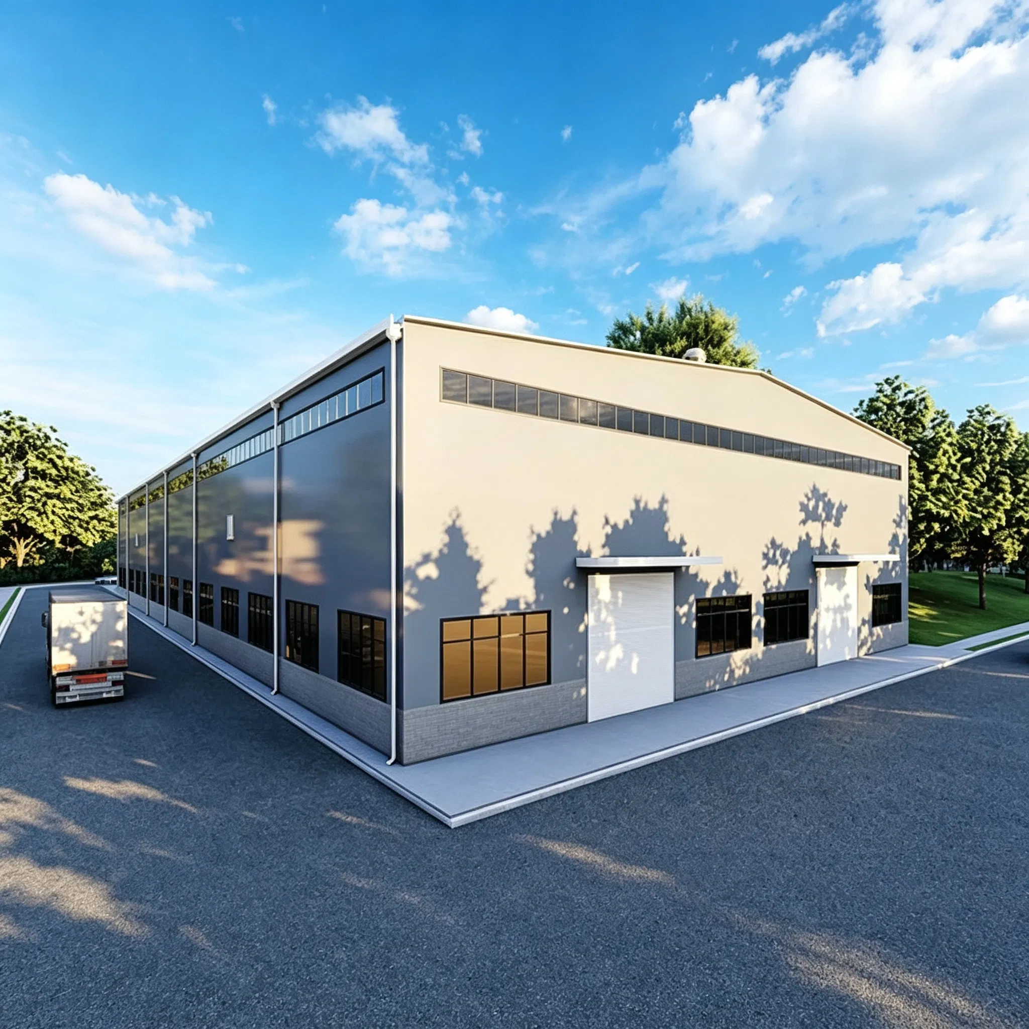 Estructura de acero industrial moderna con construcción modular flexible y soluciones de materiales que ahorran energía