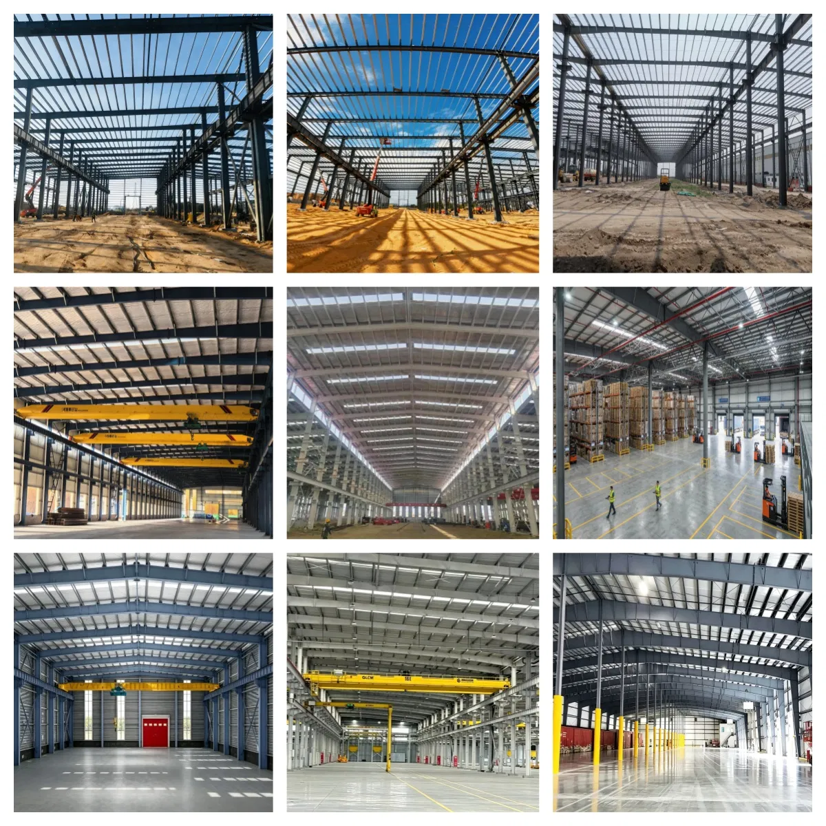 Estructura de acero industrial moderna con construcción modular flexible y soluciones de materiales que ahorran energía