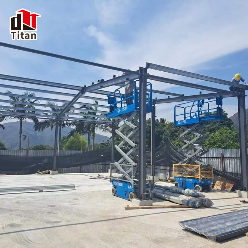 Estilo de contenedor plano prefabricado de acero modular para oficina en el sitio