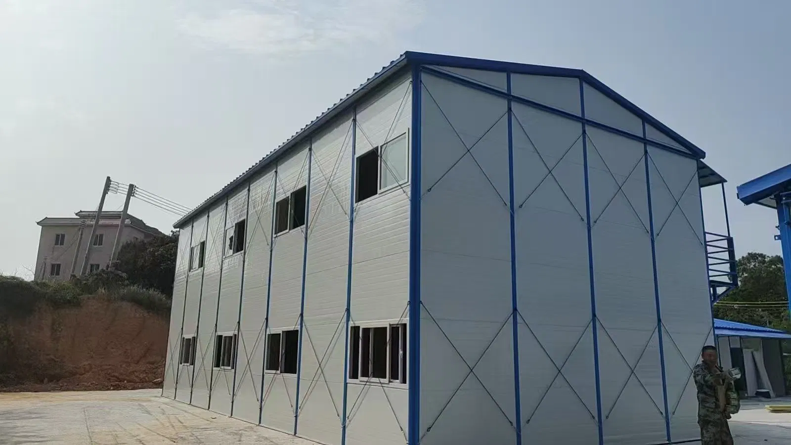 Edificio modular prefabricado temporal de oficina de dos pisos de instalación rápida