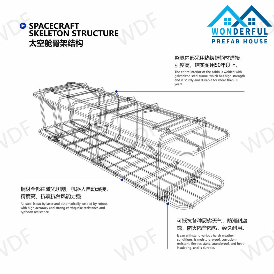 Casa Modular Prefabricada de Estructura de Acero Ligero Integrada con Tecnología Inteligente y Eficiente en Energía
