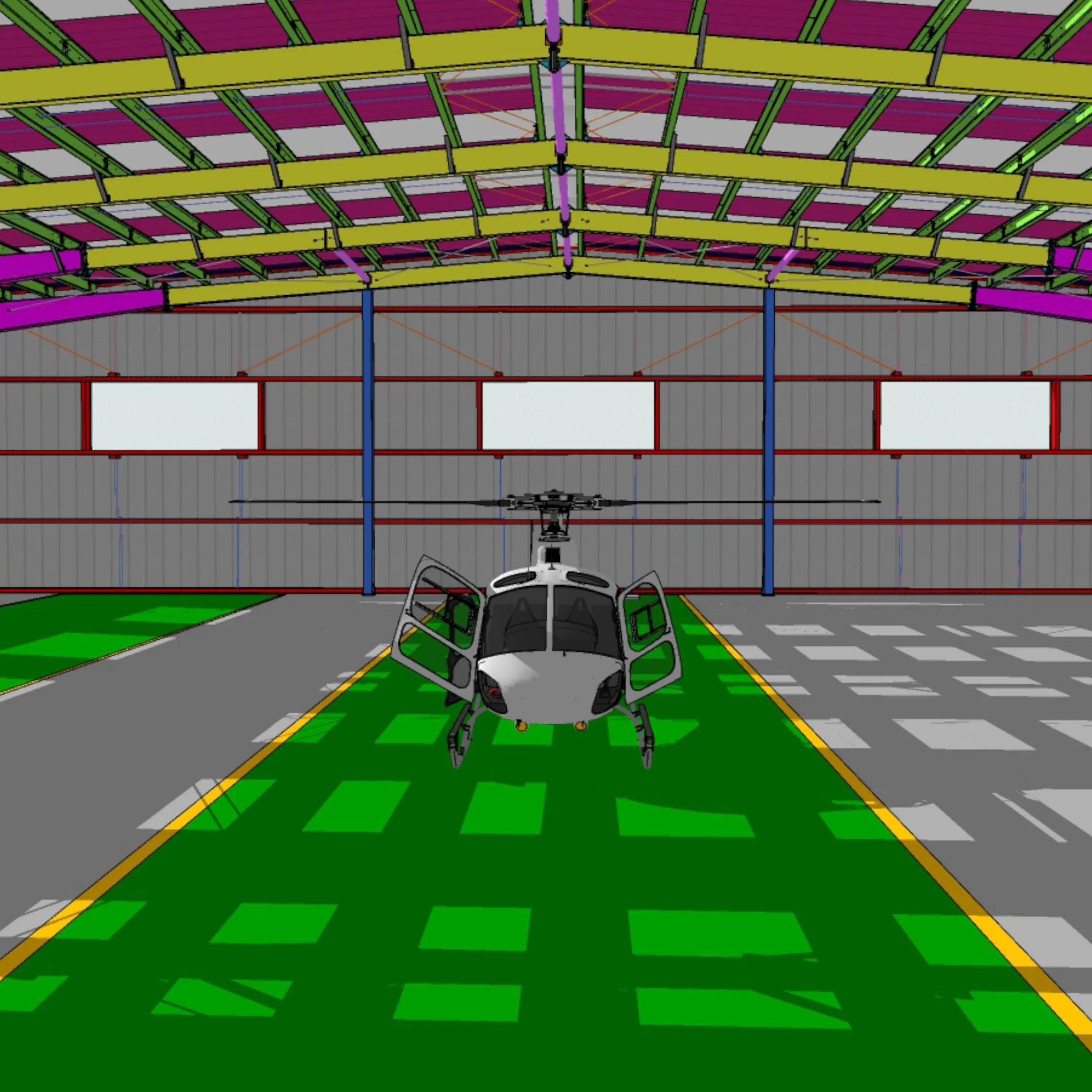 Estructura modular y prefabricada de acero de estructura ligera de metal para un hangar de aeronaves con luz natural para almacén