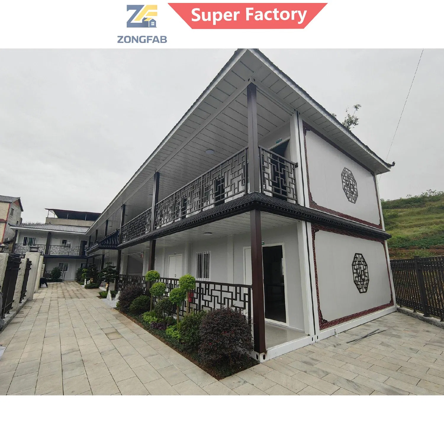 Alojamiento de oficina comercial permanente moderno, vivienda residencial, edificio modular prefabricado tipo contenedor, alquiler turístico de Airbnb