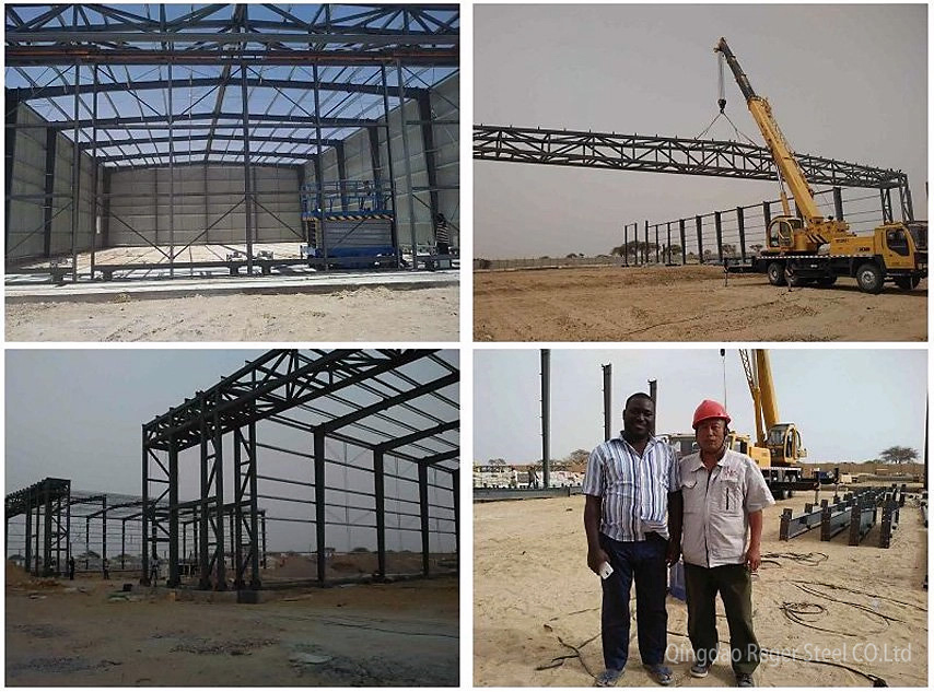 Construcción modular de vidrio templado de gran espacio, edificio industrial comercial híbrido, casa oficina prefabricada de estructura metálica de acero