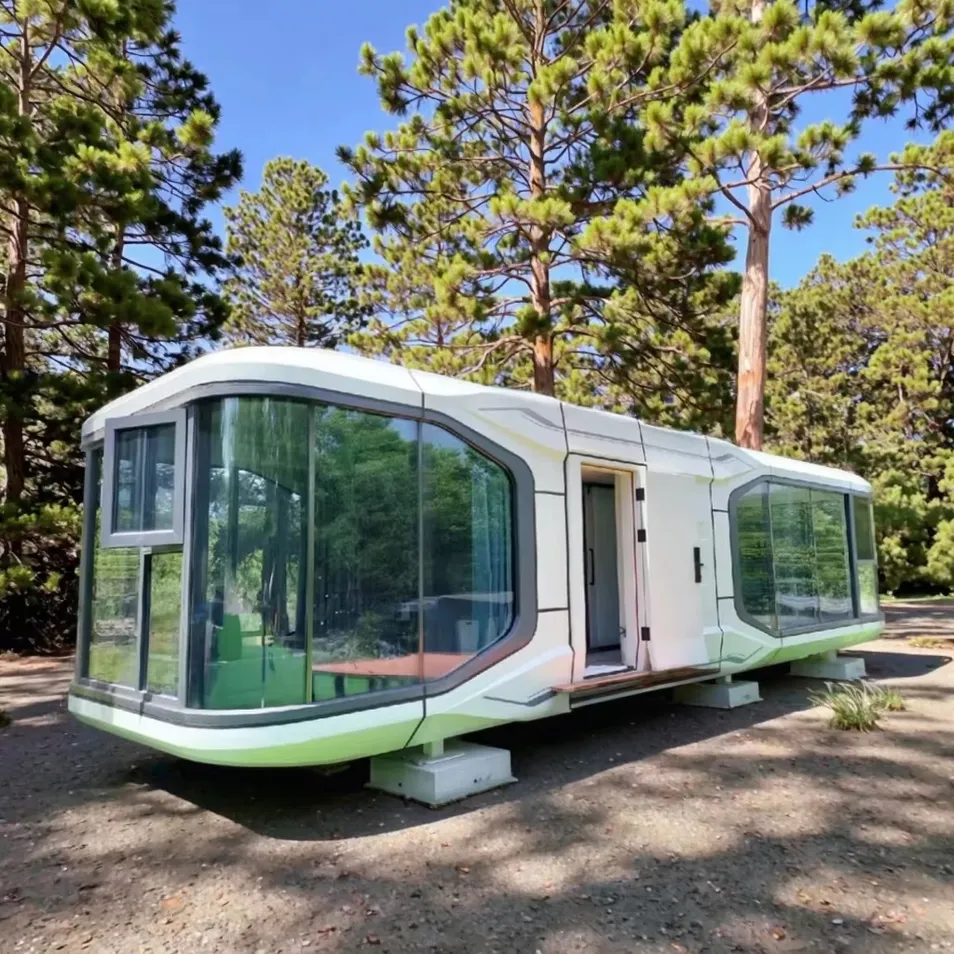 Casa cápsula modular prefabricada ensamblada, resistente a la corrosión, eficiente en energía, disponible para villa en la cima de la colina
