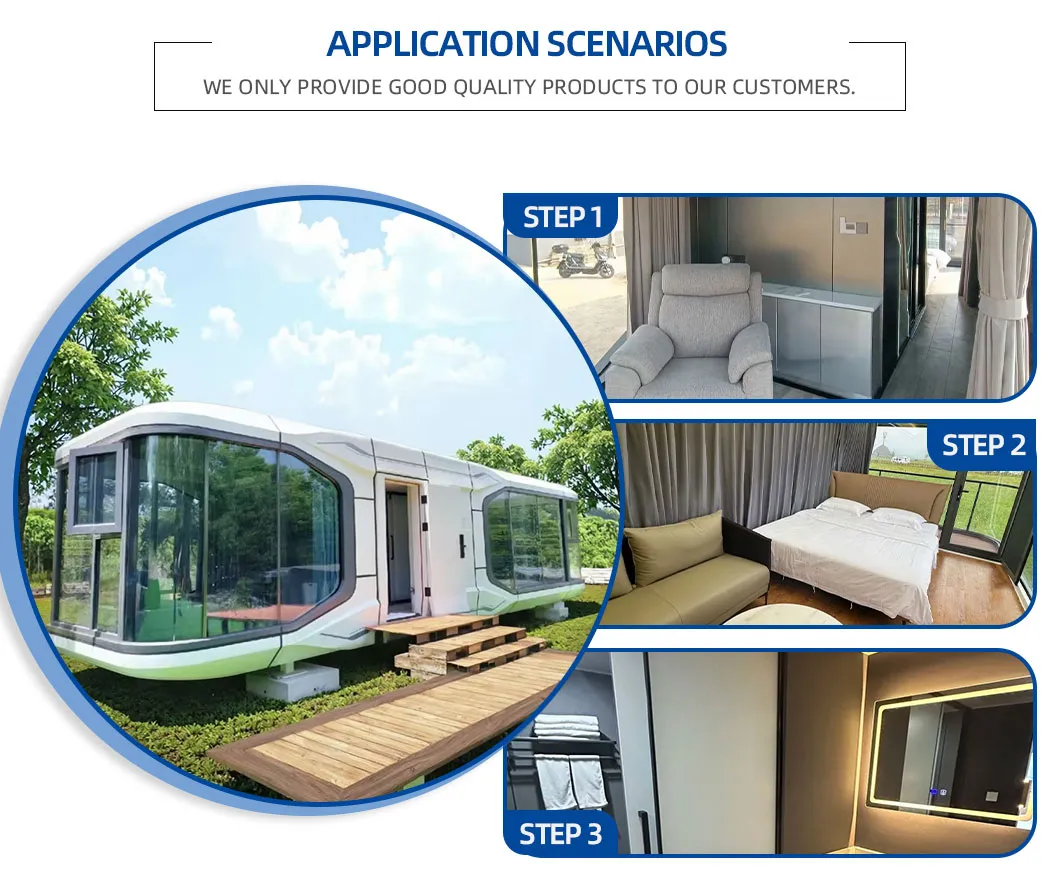 Distribución y planos de la casa cápsula modular prefabricada
