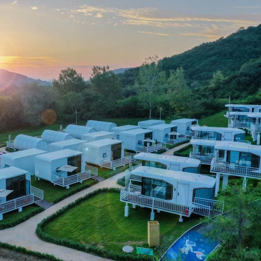 Casa Prefabricada Modular Tipo Cápsula Espacial con Vista Panorámica para Vivienda Permanente Casa de Huéspedes