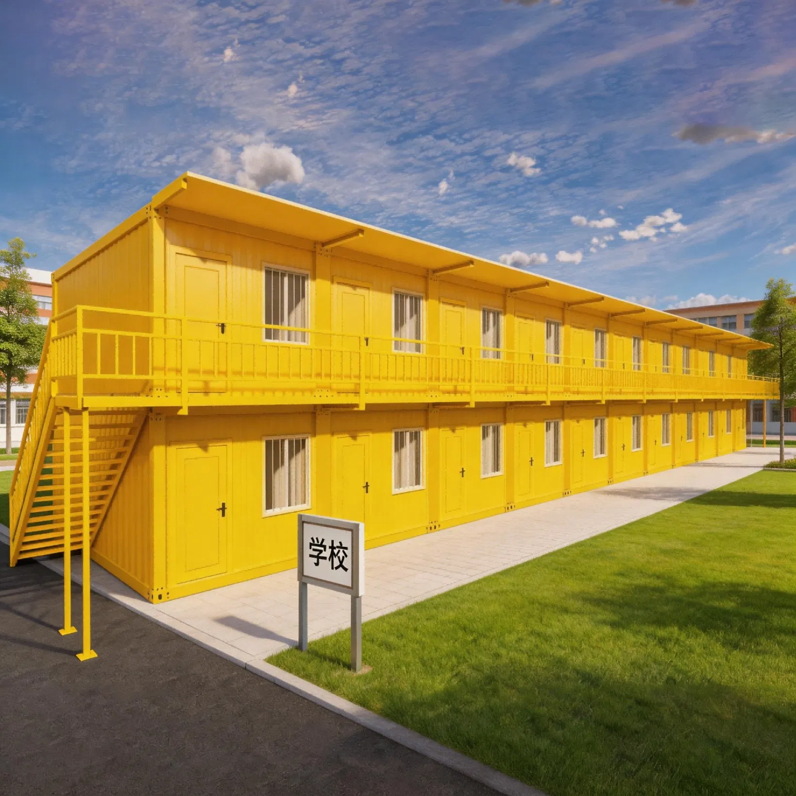 Después de la guerra, reconstrucción rápida, aula modular de color personalizada para escuela, casa prefabricada