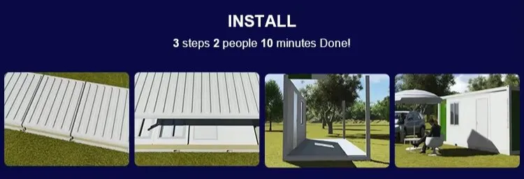 Proceso ilustrado paso a paso para la instalación de contenedores plegables